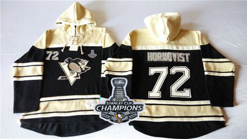 Penguins #72 Patric Hornqvist Black Sawyer Hooded Sweatshirt Stanley Cup Finals Champions Stitched NHL Jersey